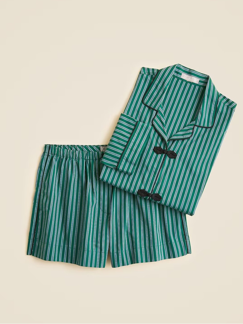 J crew Cotton poplin pajama short set in stripe - Picture 2 of 4